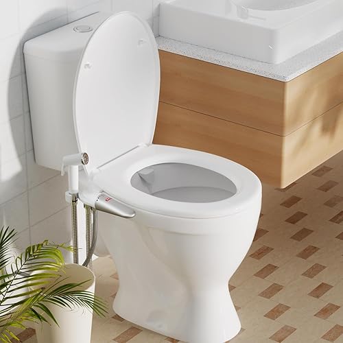 Miniatura 8 de DEANIC Accesorio de bidé 2 en 1 con rociador de bidé de baño de mano, boquilla de presión de agua ajustable ultrafina, rociador de mano no eléctrico