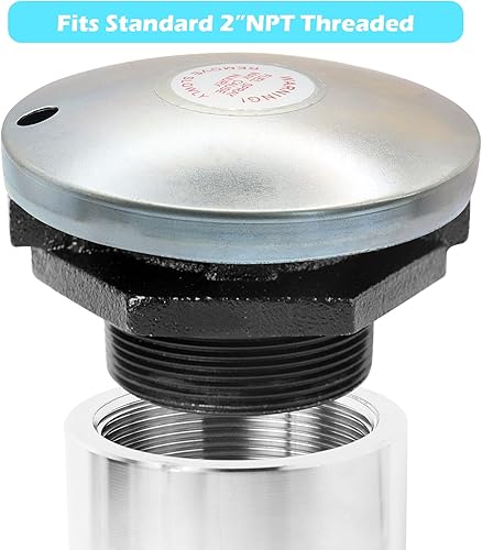 Miniatura 2 de Tapa de combustible diésel ventilada con cuello roscado de 2 pulgadas, tapa de tanque de transferencia de combustible diesel, tapa de llenado de gas