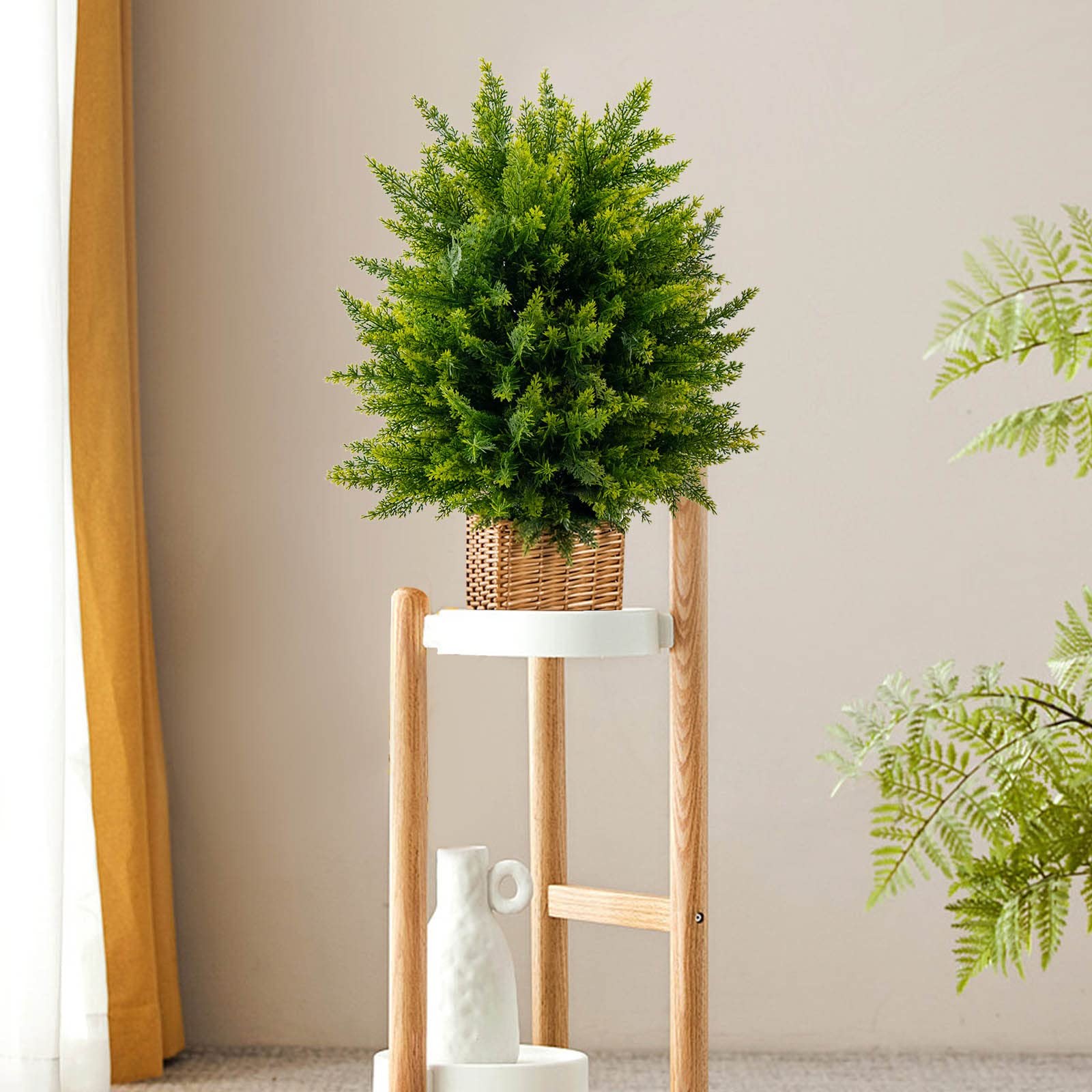 Cedro Artificiale 122 Cm Pianta Finta In Vaso Per Esterno Interno - Resistente UV E Sempreverde