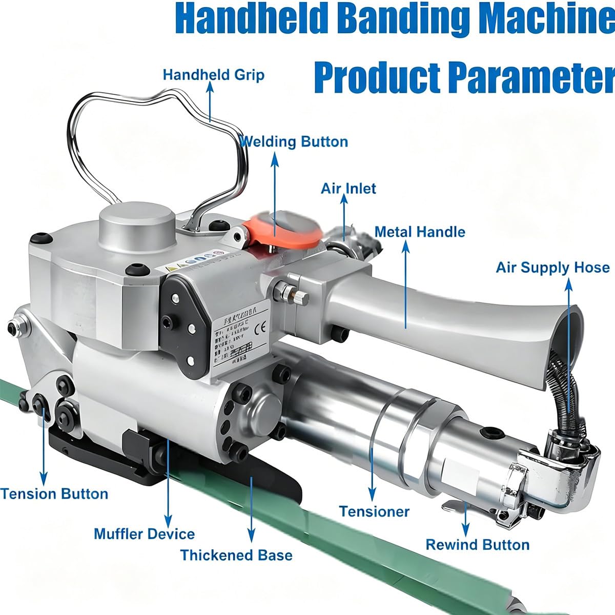 Fasciatore Professionale Pneumatico Portatile Leggero,Adatto per Consolidare Prodotti Agricoli,Componenti Auto E Materiali Riciclabili All’interno Di Magazzini E Stabilimenti Produttivi A25