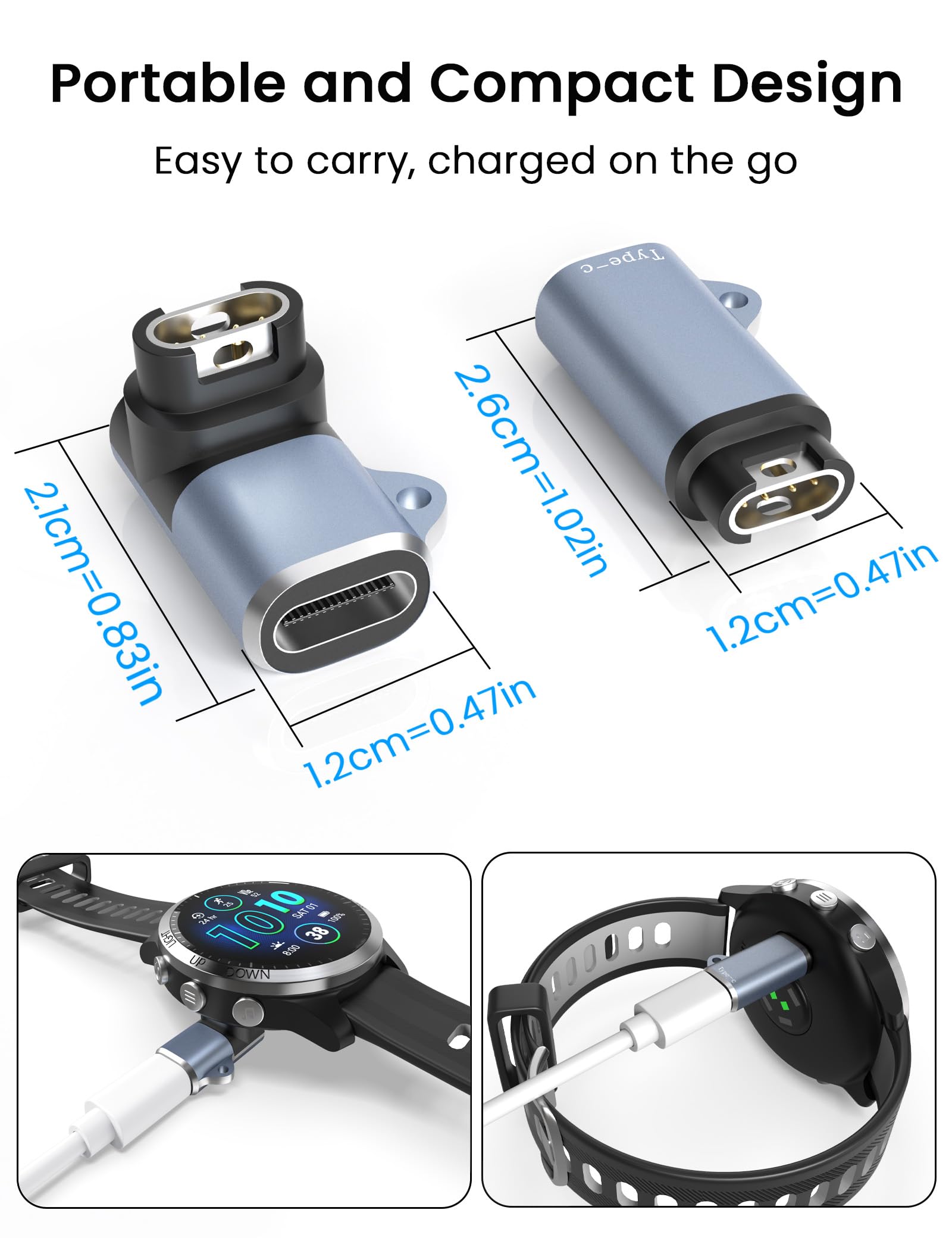 Adapter kabla ładującego USB C do zegarków Garmin, adapter kabla do ładowania typu C do Garmin Fenix 8, 7X, 6 Pro Solar, Vivoactive 6,5, 4S, Venu 3,3S, SQ, Forerunner 165/55/970/965/265