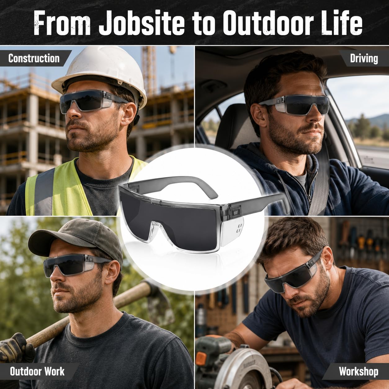 Polarisierte Sicherheits-Sonnenbrille, UV400-Schutz, ANSI Z87.1 zertifiziert