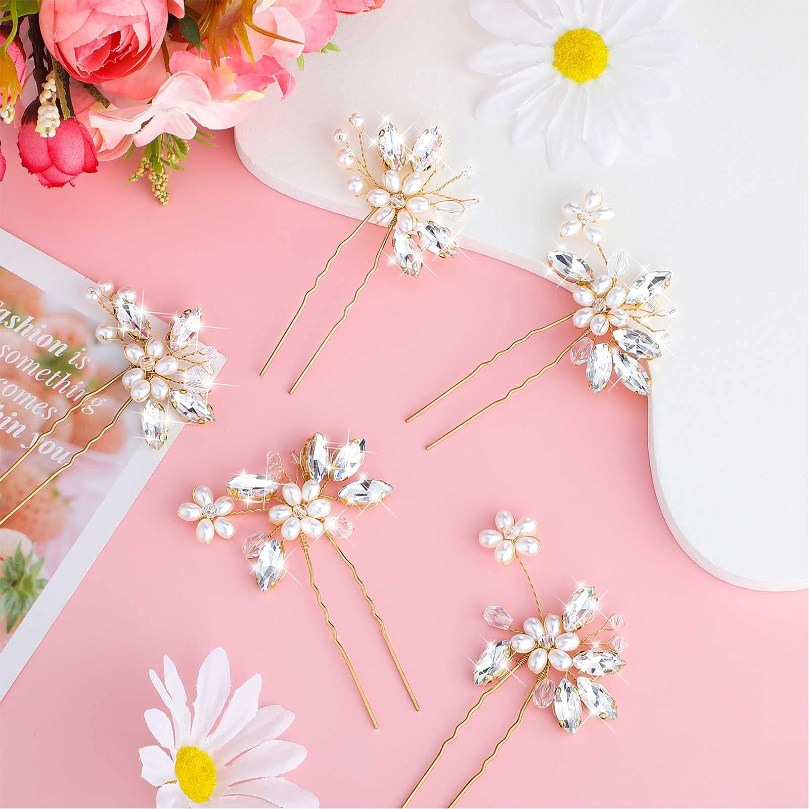 Amazon.com : Geosar 8 Pieces Wedding Hair Clips, Gold Bridal 