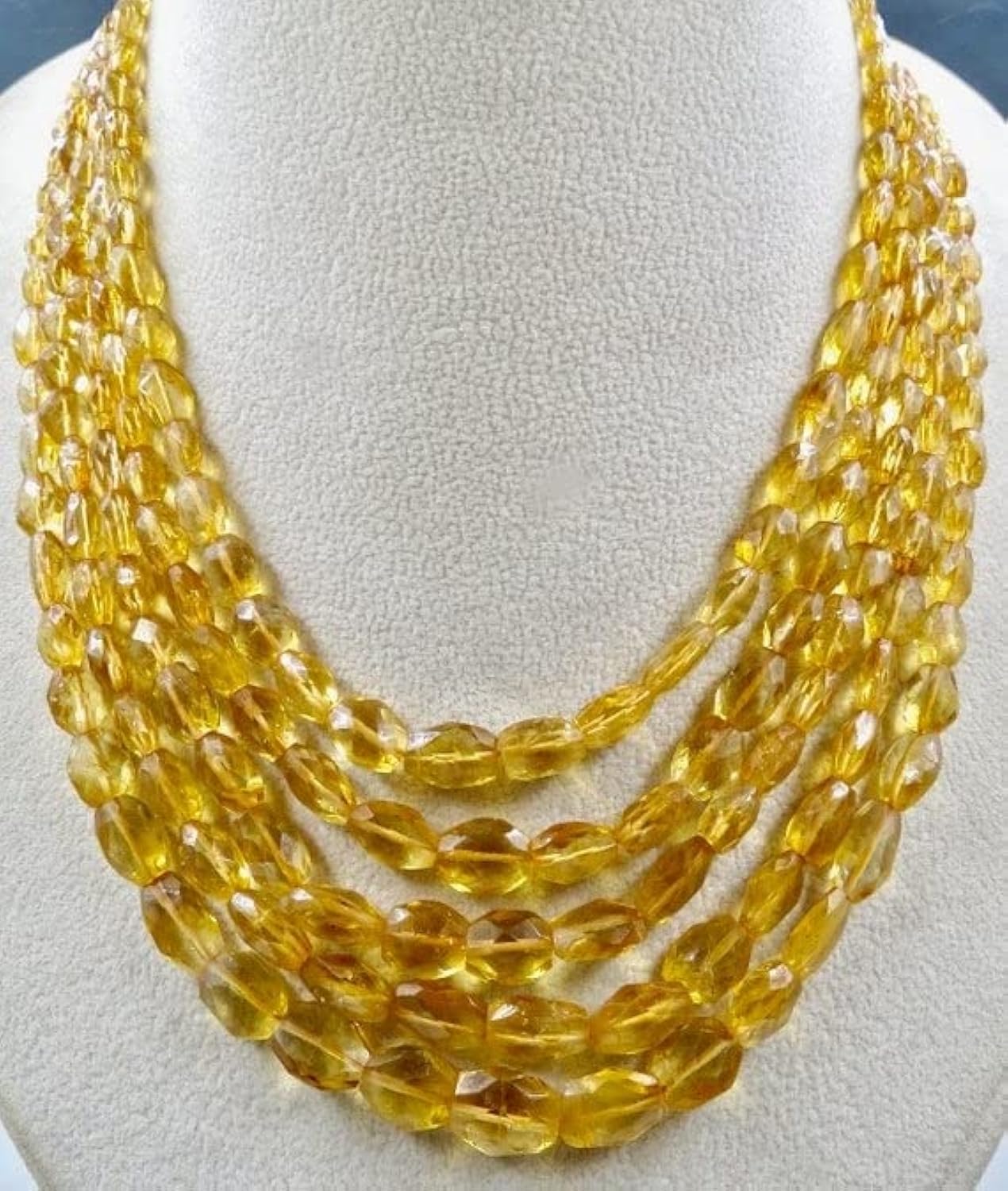 Citrine naturelle facettée haut de gamme en 5 lignes pour joaillerie