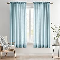 Vista 33 de Melodieux Cortinas semitraslúcidas blancas de 24 pulgadas de largo para cocina, cafetería, dormitorio, ventanas pequeñas, con bolsillo para barra