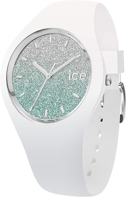 Ice-Watch - Ice Lo biały i turkus - Damski zegarek w kolorze białym z silikonową opaską