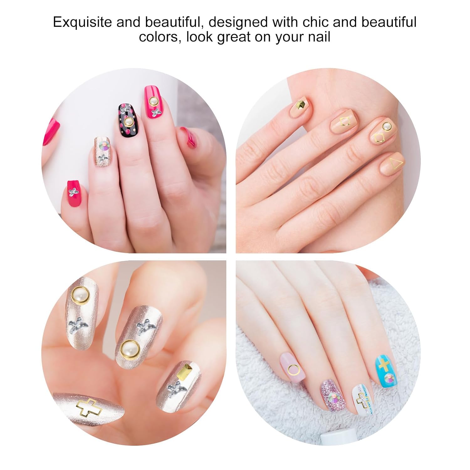PRETYZOOM Nail Art Studs and Rivet Decorations 9-set DIY Manicure Nail Accessory Kit Hollow Charms for Salon and Home Use