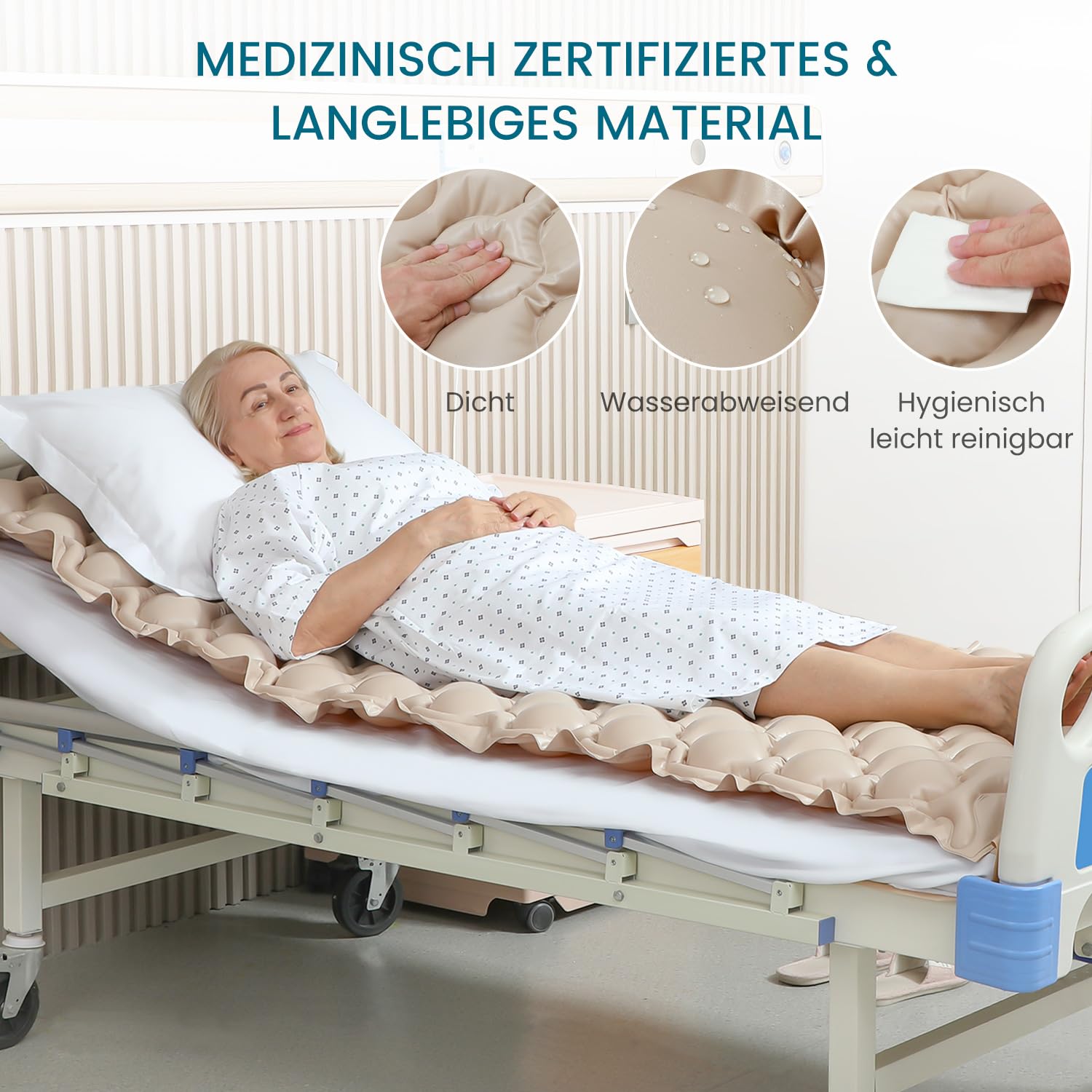 Kekoy Antidekubitus Matratze mit flüsterleisen Pumpe und Wasserdicht, für Dekubitus Grad I, Dekubitus Hilfsmittel für Krankenhaus, Zuhause, Krankenbett, 200 x 90 cm