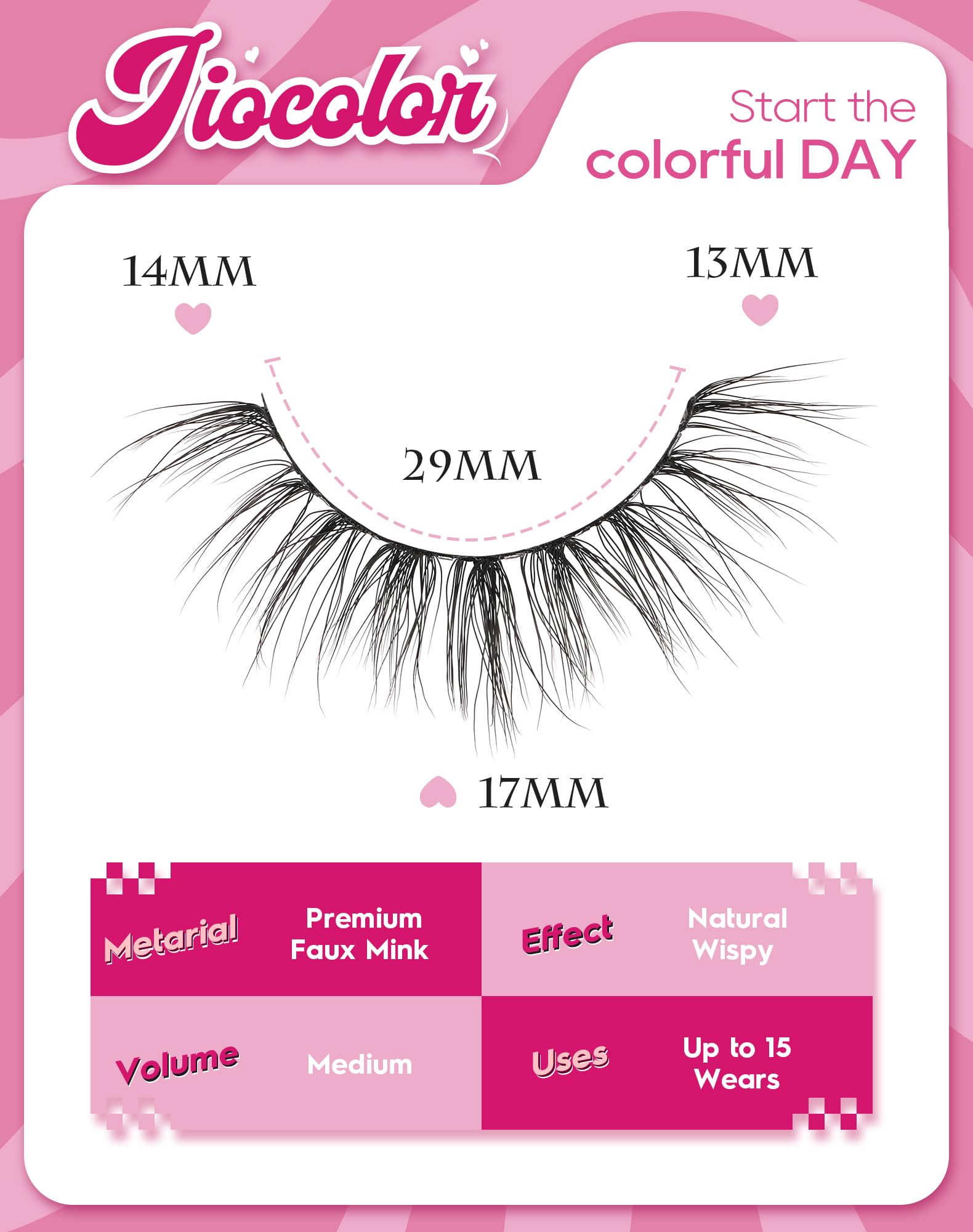 Mink Lashes Natural Look Wispy Eyelashes Short Wispy False Lashes 9mm 3D Strip Fake Eyelashes C Curl Eye Lashes 7 pairs S2: 82-SUGAR