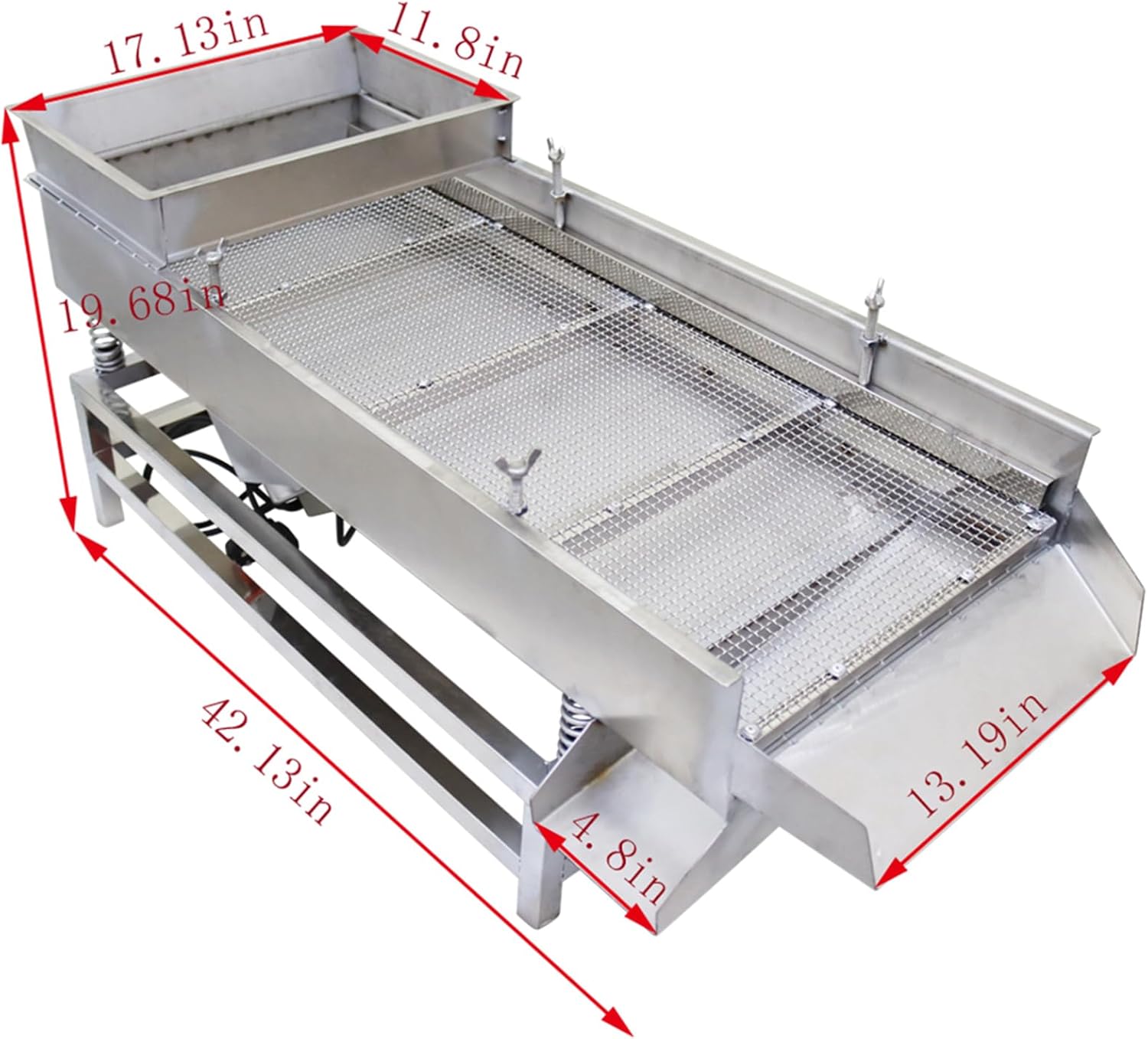 INTSUPERMAI Stainless Steel Straight Linear Vibrating Screen Vibrating Sieve Screen Shaker Straight Vibrating Sieve Shaker Linear Sifter Shaker with Double Motor One Layer 9mm Screen 110V