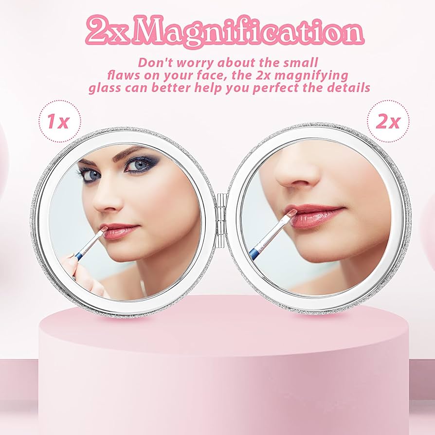 Andibro Small Glitter Compact Mirror, Folding Pocket Makeup