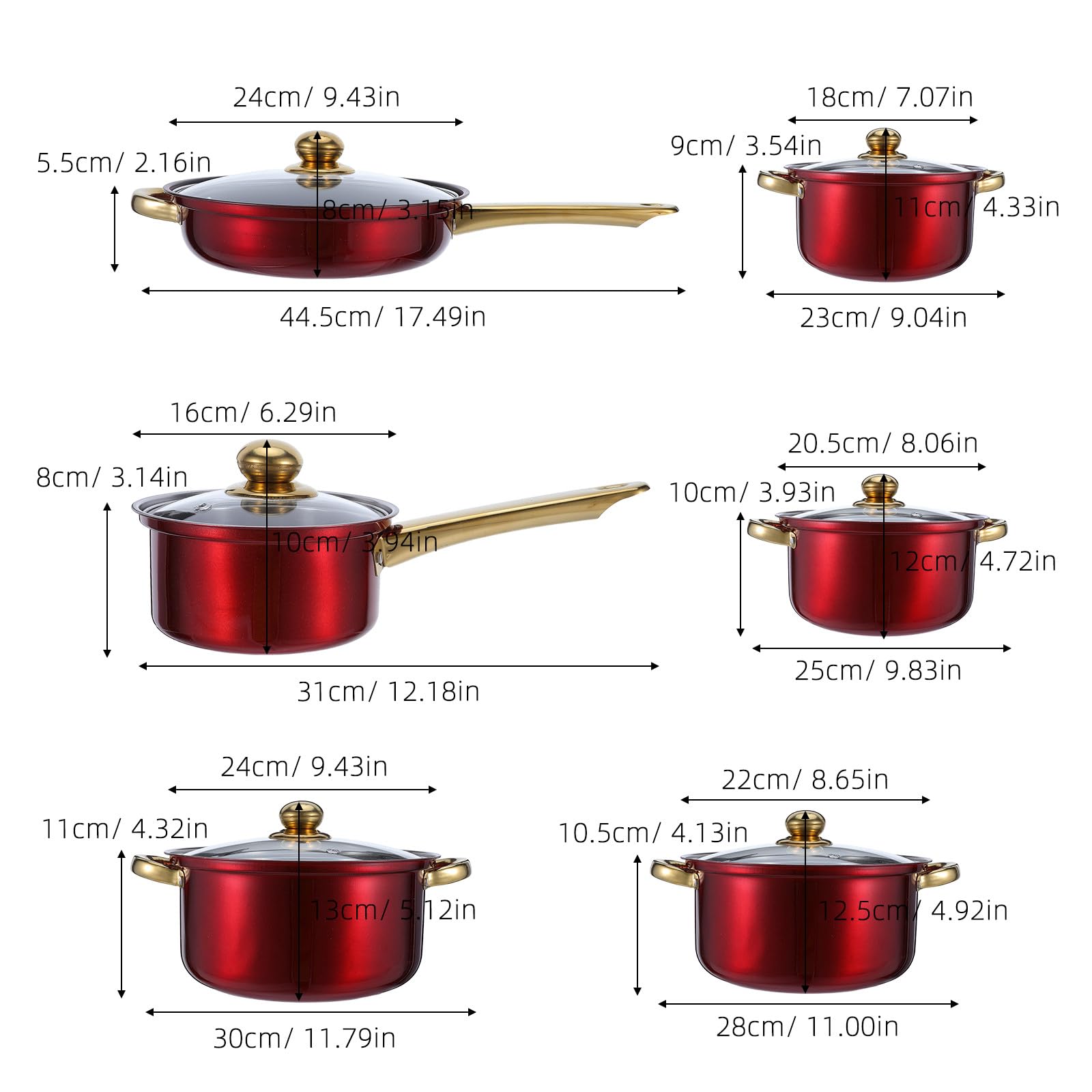 SOIMISS Set di Pentole Antiaderenti in Acciaio Inox da 6 Pezzi con Coperchi in Vetro: Pentole E Padelle Versatili per Zuppe, Salse E Cucina Quotidiana, Compatibili con Piani Cottura a Induzione