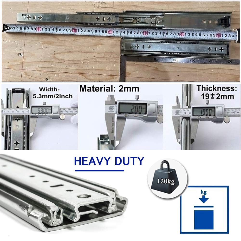 Lot De 2 Paires De Glissières De Tiroir Robustes De 250 à