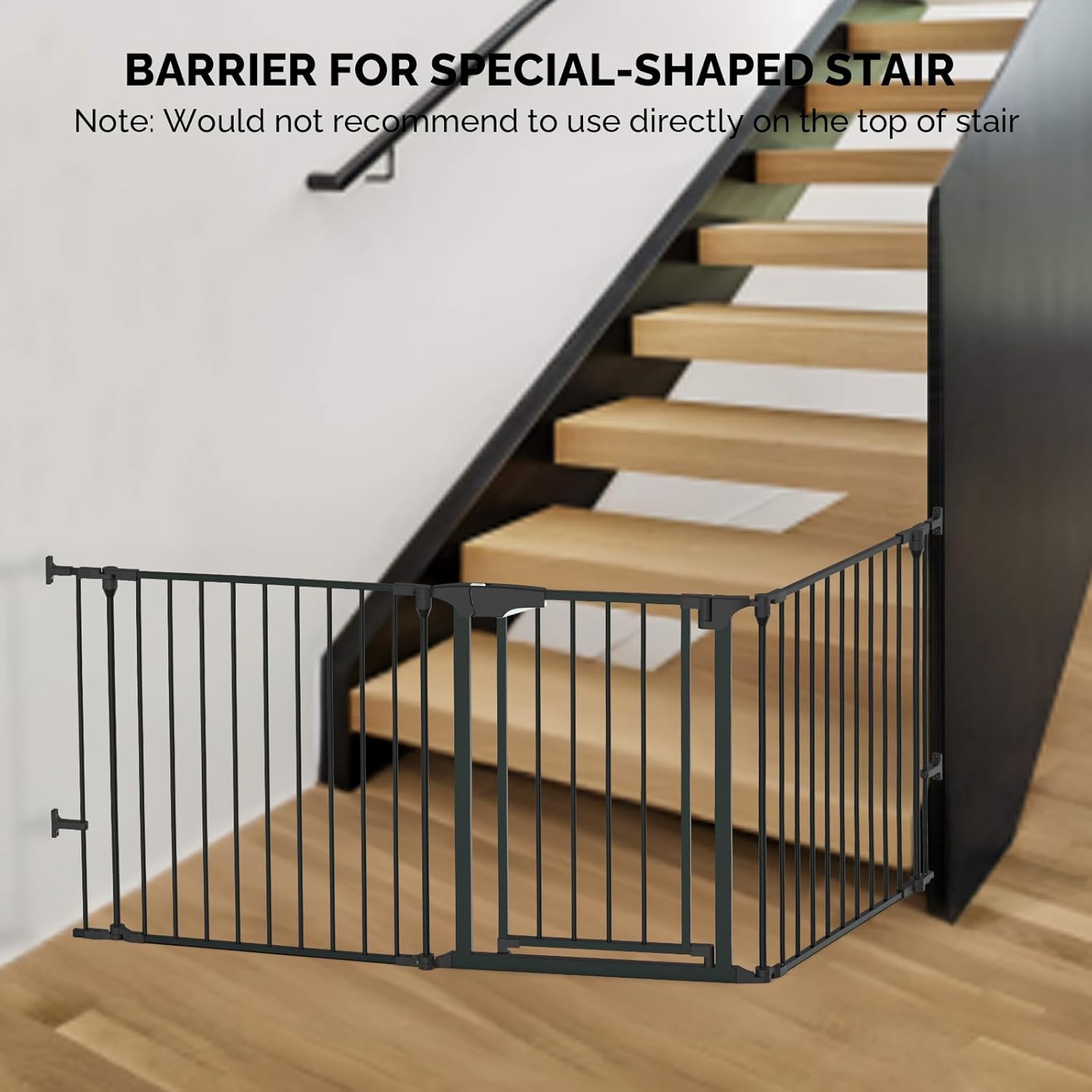 Bonnlo Baby Safety Gate, 82-Inch Configurable Walk-Through Fence for Toddler/Pet/Dog/Cat/Puppy, Adjustable Metal Barrier for Fireplace/Stairs/Doorways
