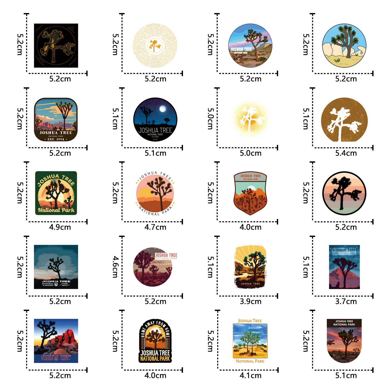62-Piece Joshua Tree Aesthetic Vinyl Sticker Pack - Waterproof Decals For Laptops, Water Bottles, Skateboards & More - View #5