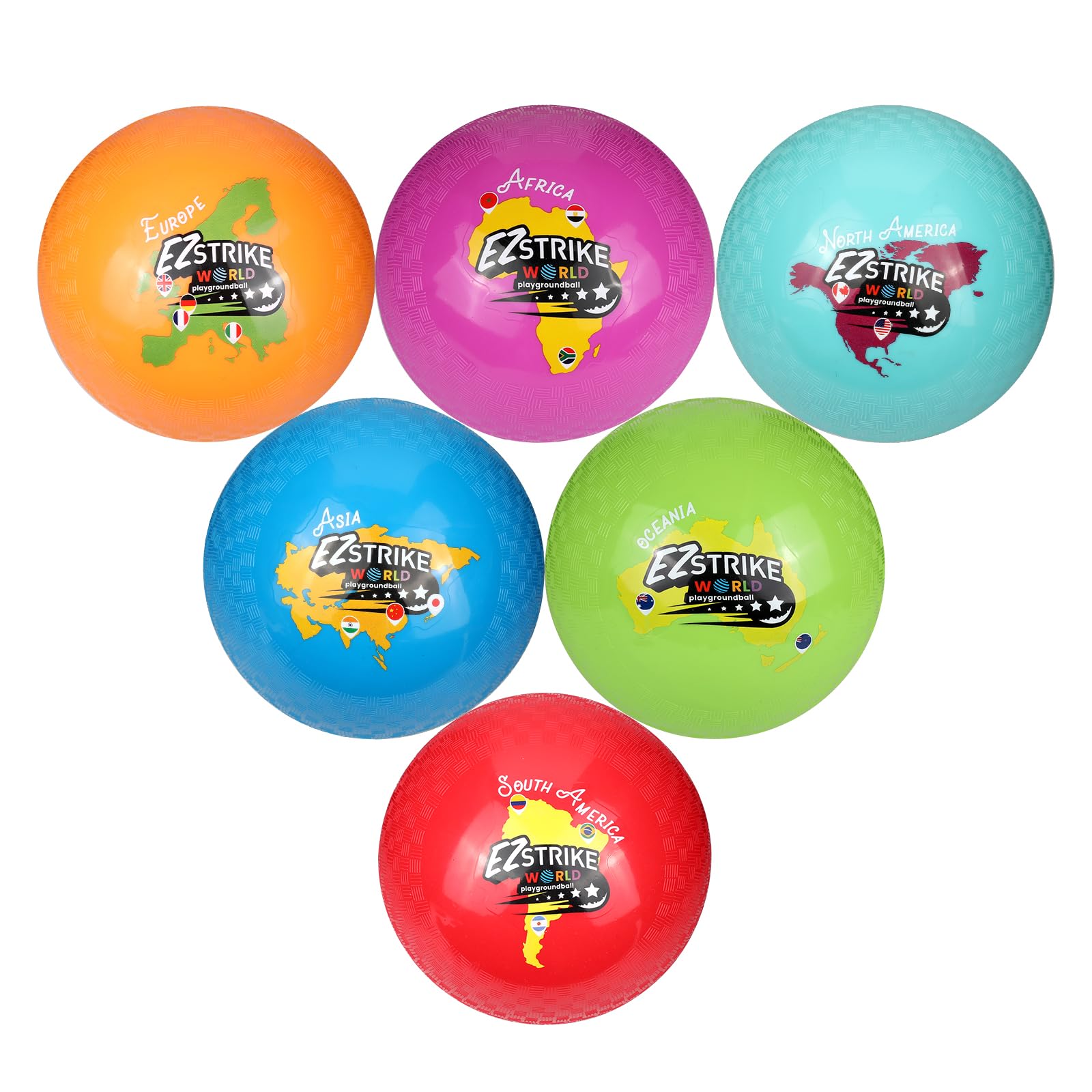 EZ STRIKE 8.5'' Playground Ball Set, Posh Rubber Dodgeballs for Kids and Adults, Handball Kick Ball for Outdoor and Indoor Games, Rubber Balls Includes Pump-World, 6 Pack