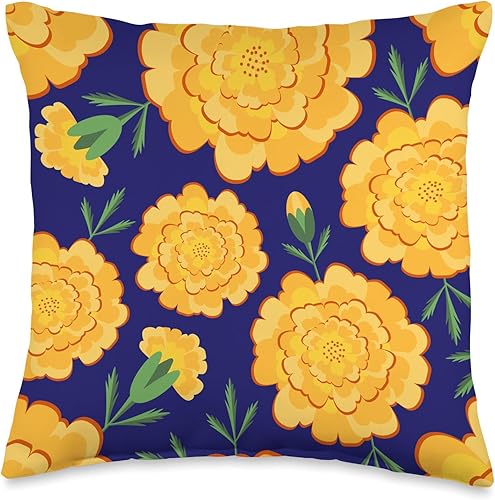 Marigold Patterns Marigold - Almohada decorativa sin costuras, color amarillo, 16 x 16 pulgadas, multicolor