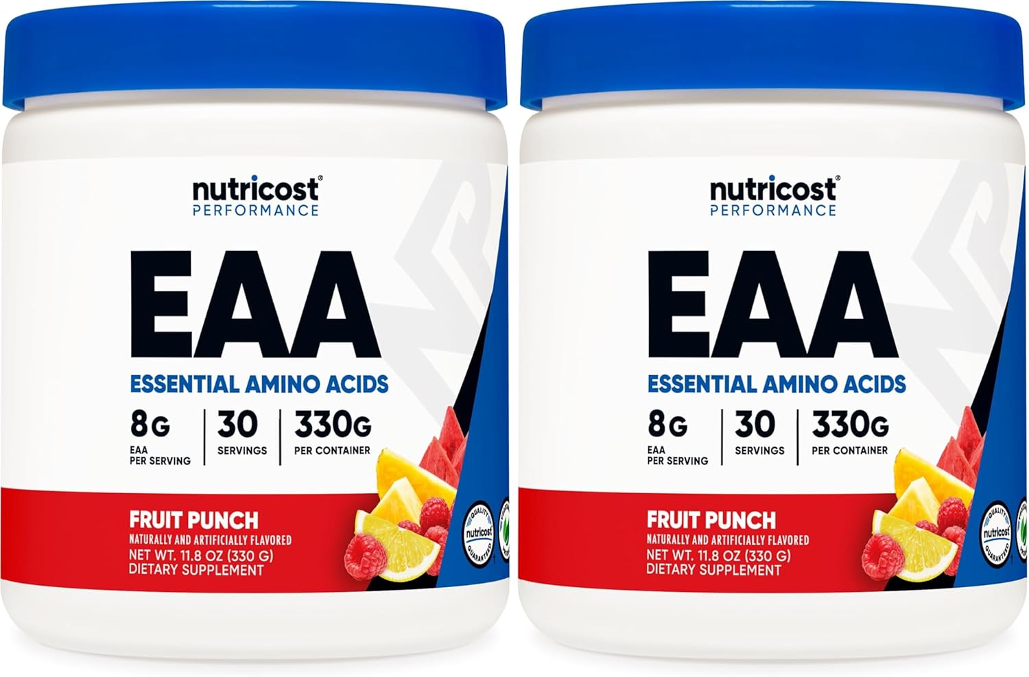 Nutricost EAA Powder 30 Servings (Fruit Punch) - Essential Amino Acids - Non-GMO, Gluten Free, Vegetarian Friendly (Pack of 2)