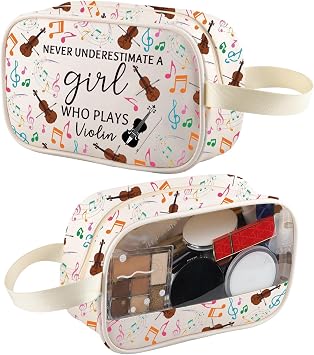 XYANFA Violin Makeup Bag Violinist Gifts Violin Player Gift Music Teacher Gift Musician Cosmetic Bag A Girl Who Plays Violin PLAYS Violin t-m