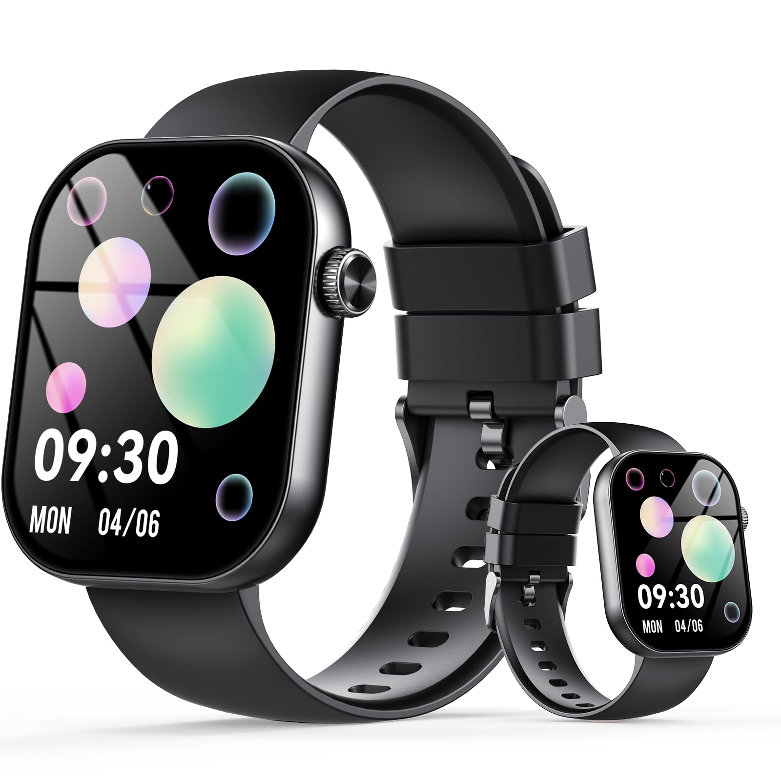 Smartwatch Uomo Donna con Effettua o Risposta Chiamate, 2.01" Orologio Smartwatch Contapassi/Cardiofrequenzimetro/Sonno, 110+ Modalità Sportivo Fitness Tracker, Impermeabile 5ATM Smart Watch Nero