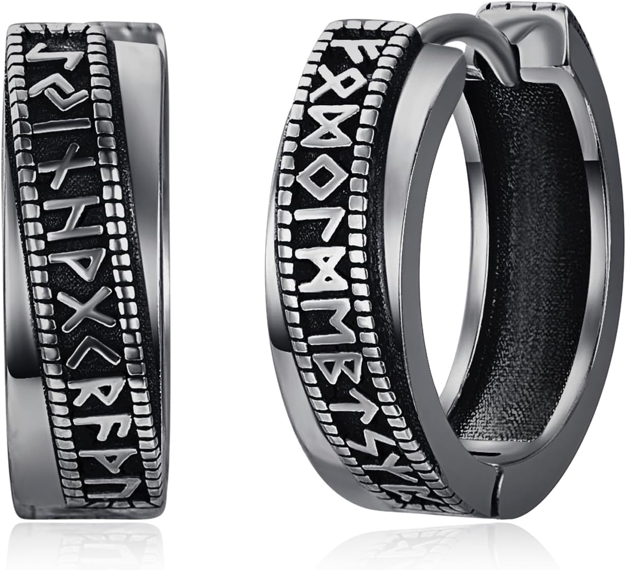 ADMETUS Viking Hoop Earrings 925 Sterling Silver Viking Runes Huggie Earrings Viking Jewelry Gifts for Men Women with Gift Box