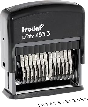 Trodat 13-Digit Self-Inking Number Stamp, Rotating 09 Numberer for Office, Inventory, Invoices, Packaging, Clean, Consistent Impressions, 0.125" x 1.3"