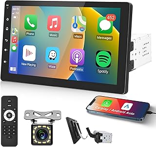 Single Din Apple Carplay Car Stereo, Rimoody 9 Inch Touch Screen Car Radio 1 Din with Bluetooth FM Radio iOS/Android Mirror Link TF/USB/AUX Input Car Multimedia Player+ Backup Camera