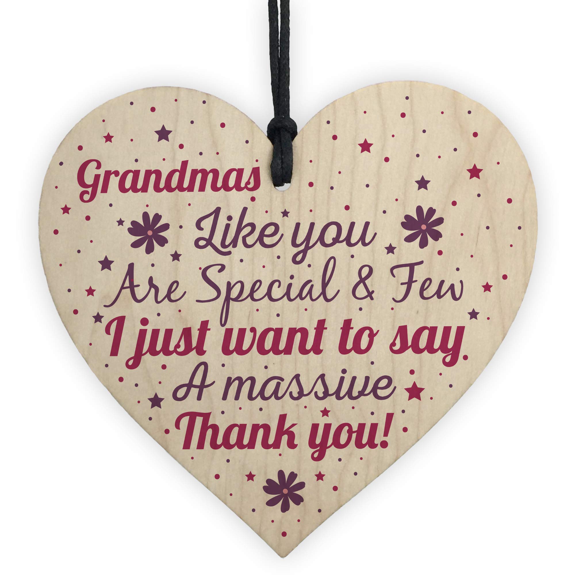 Red Ocean Gifts for Nanny Nan Granny Grandma Wooden Heart Sign Birthday Christmas Thank You Gift