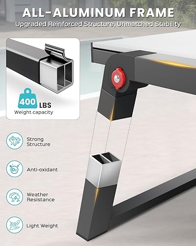 Miniatura 5 de Tumbona de aluminio para exteriores, plegable y sin montaje, sillas reclinables de 5 posiciones para exteriores, patas totalmente conectadas a