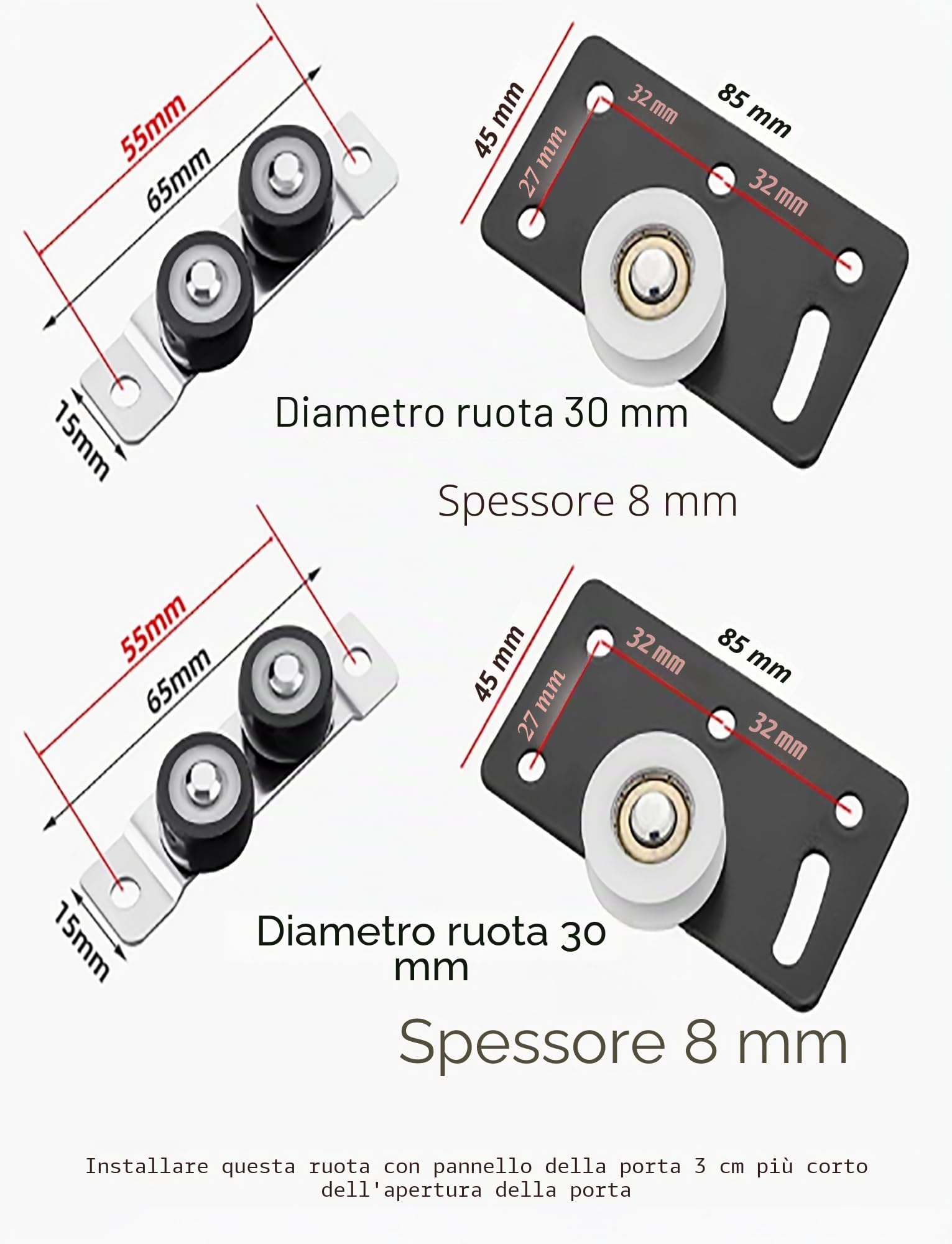 Kit di guide scorrevoli a 3 binari per ante dell'armadio, sistema scorrevole senza scanalature, facile installazione hardware per porte dell'armadio