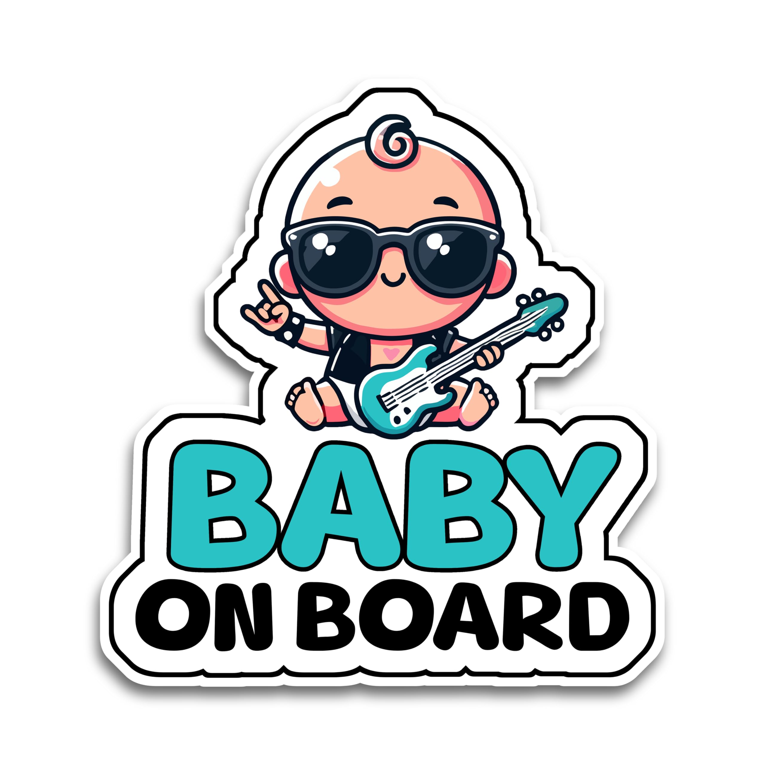Baby on Board Sign for Car, Baby Rockstar, High Visibility Window Sticker Badge, Easy Apply & Remove, Universal Safety Sign
