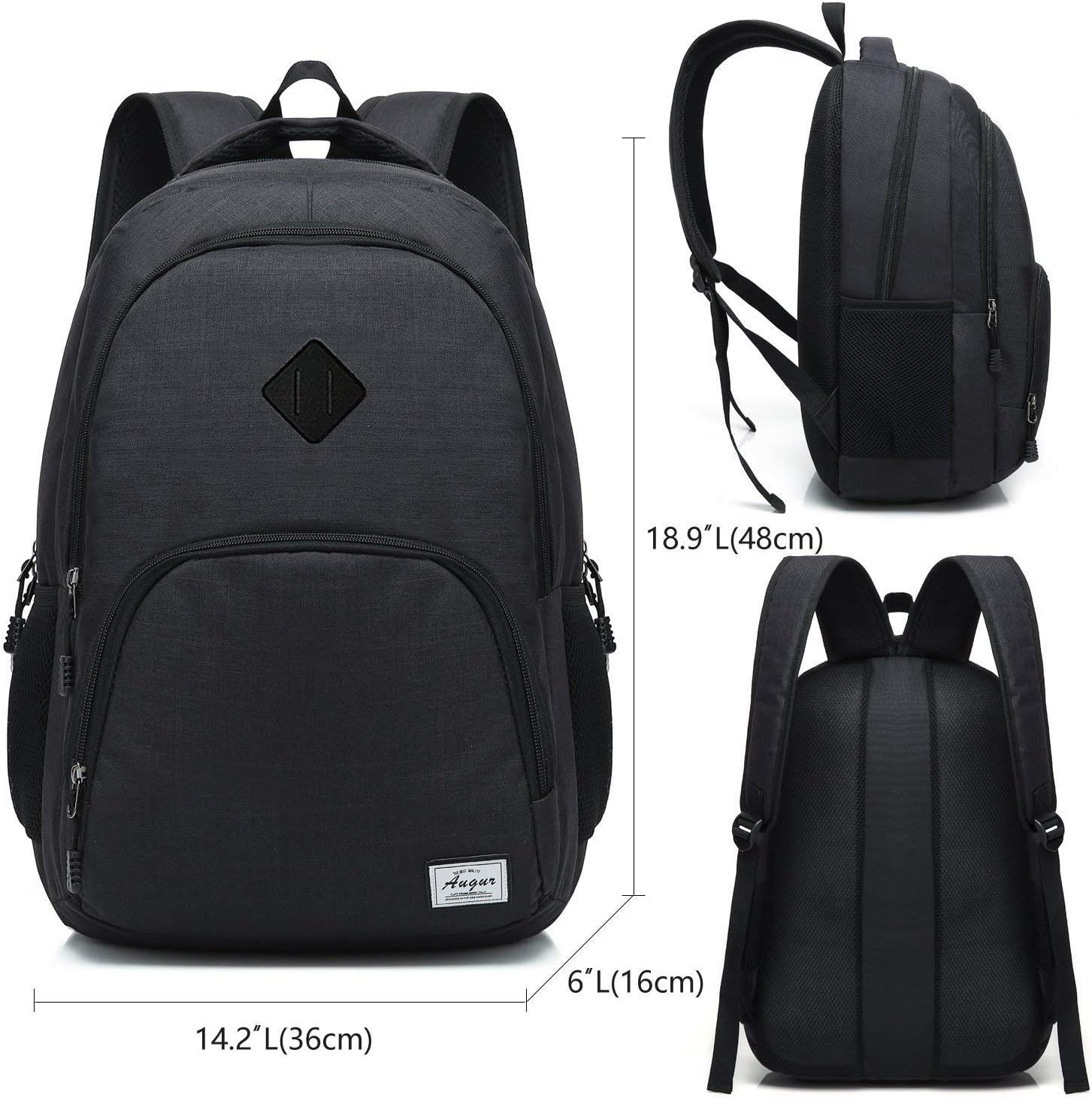 Promo 40% OFF AUGUR Laptop College Backpack Lightweight Minimalism with USB Charging Port Business School Book Bag Travel Hiking Camping Outdoor Daypack Back pack Fits 15.6-Inch Notebook (Black)