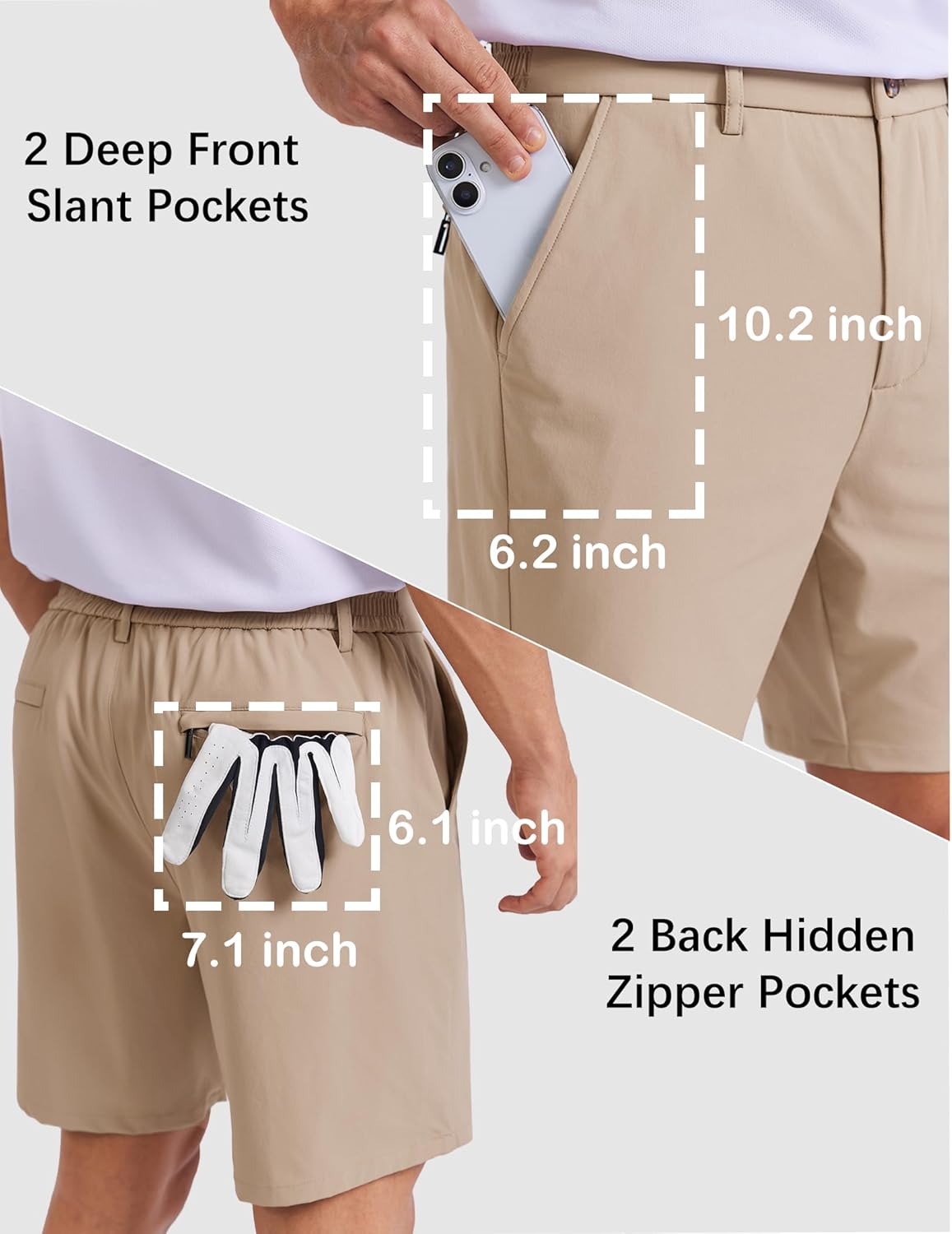 COOFANDY Men's Casual Shorts 7" Stretch Golf Shorts with 4 Pockets Quick Dry Lightweight Shorts Dress for Hiking Work - Image 4