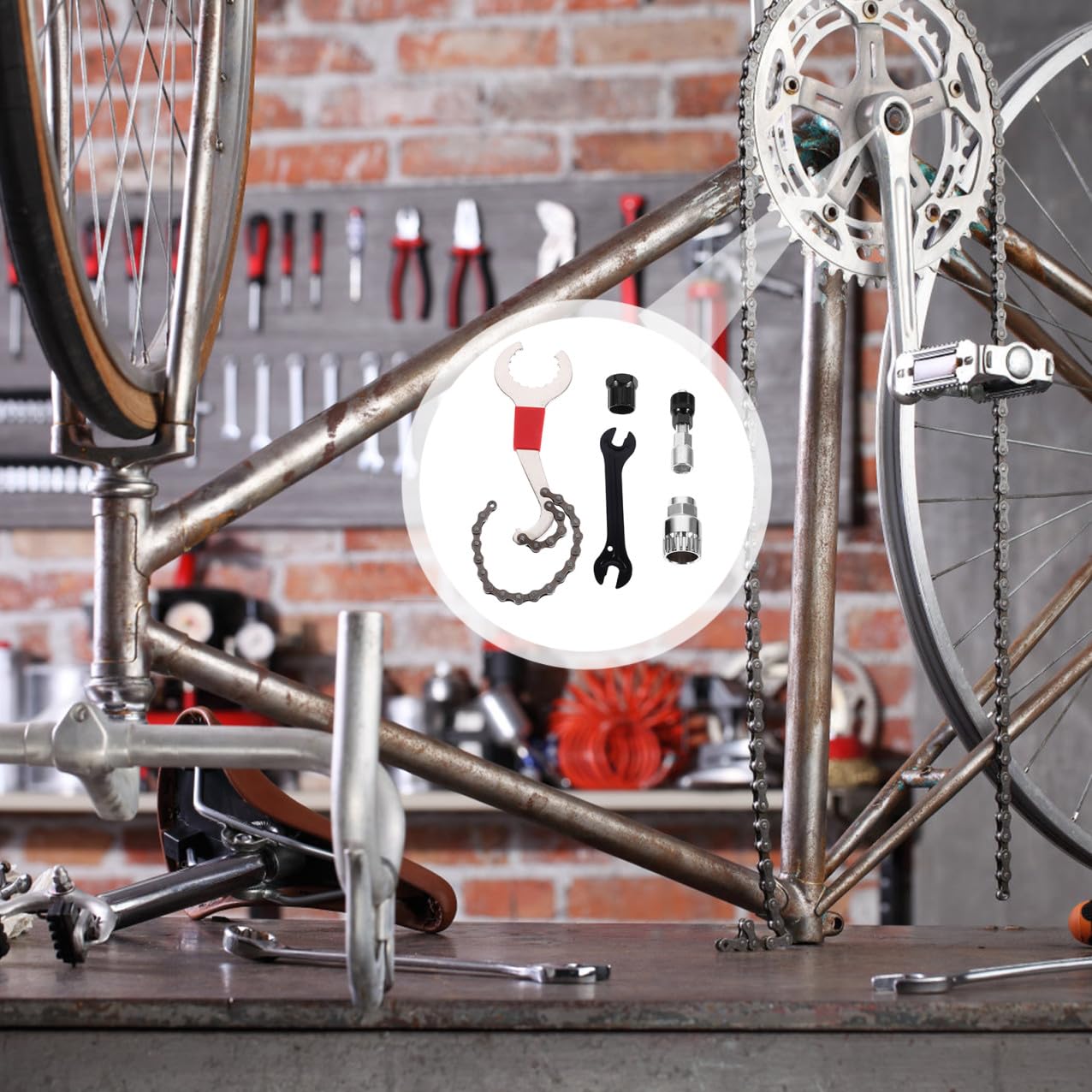 POPETPOP Estrattore per Guarnitura in Metallo Attrezzo per Estrazione Pedivella Dispositivo per Movimento Centrale Scanalato Denti Adatto Biciclette da Strada Mountain Bike e Corsa