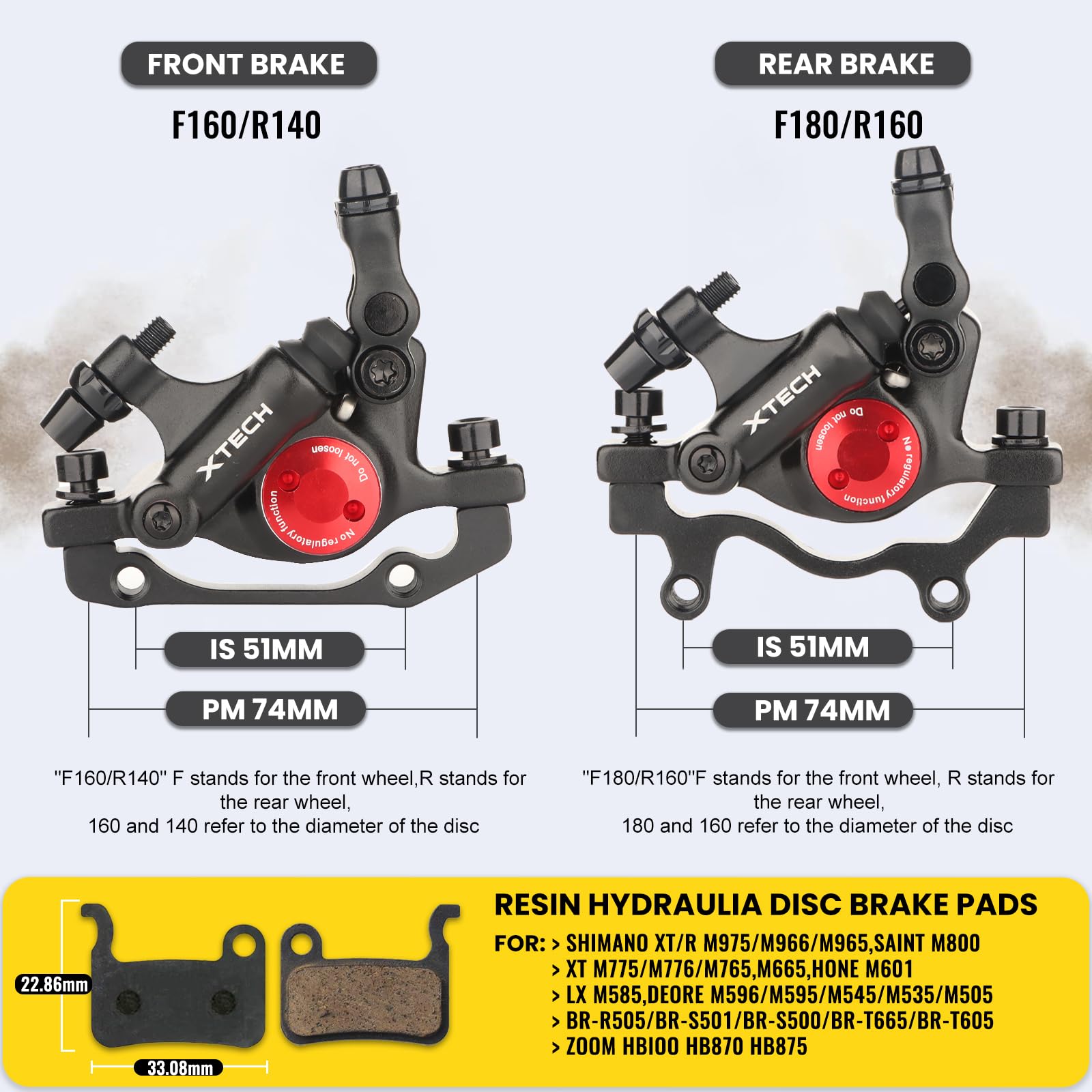 Hycline MTB Hydraulische Scheibenbremssättel Fahrrad: HB-100 Leinenziehen Hydraulische Scheiben, Vorne und Hinten Satz Scheibenbremsen für Mountainbike, Rennrad, E-Bike