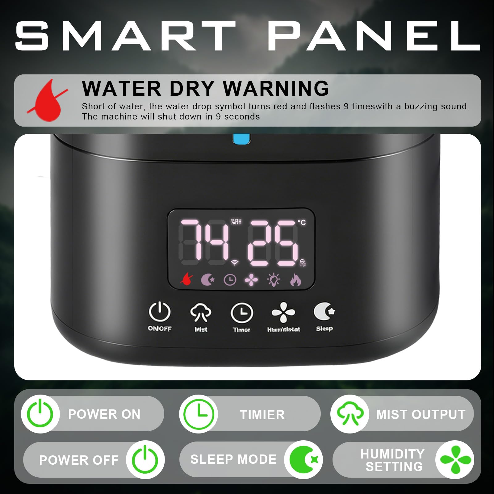 Reptilien Luftbefeuchter, 5L Terrarium Vernebler mit Timer & Externer Feuchtigkeitssensor, Smart Humidifier Pflanzen für Schlangen, Chamäleons, Schildkröten