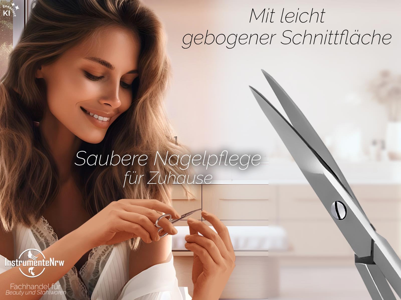 Nagelhautschere Hautschere aus Solingen Extra Scharf mit feiner gebogener Schnittfläche Nagelhaut Schere Edelstahl Rostfrei Made in Germany zum präzisen kürzen schneiden von Nagelhautresten 9,0 cm