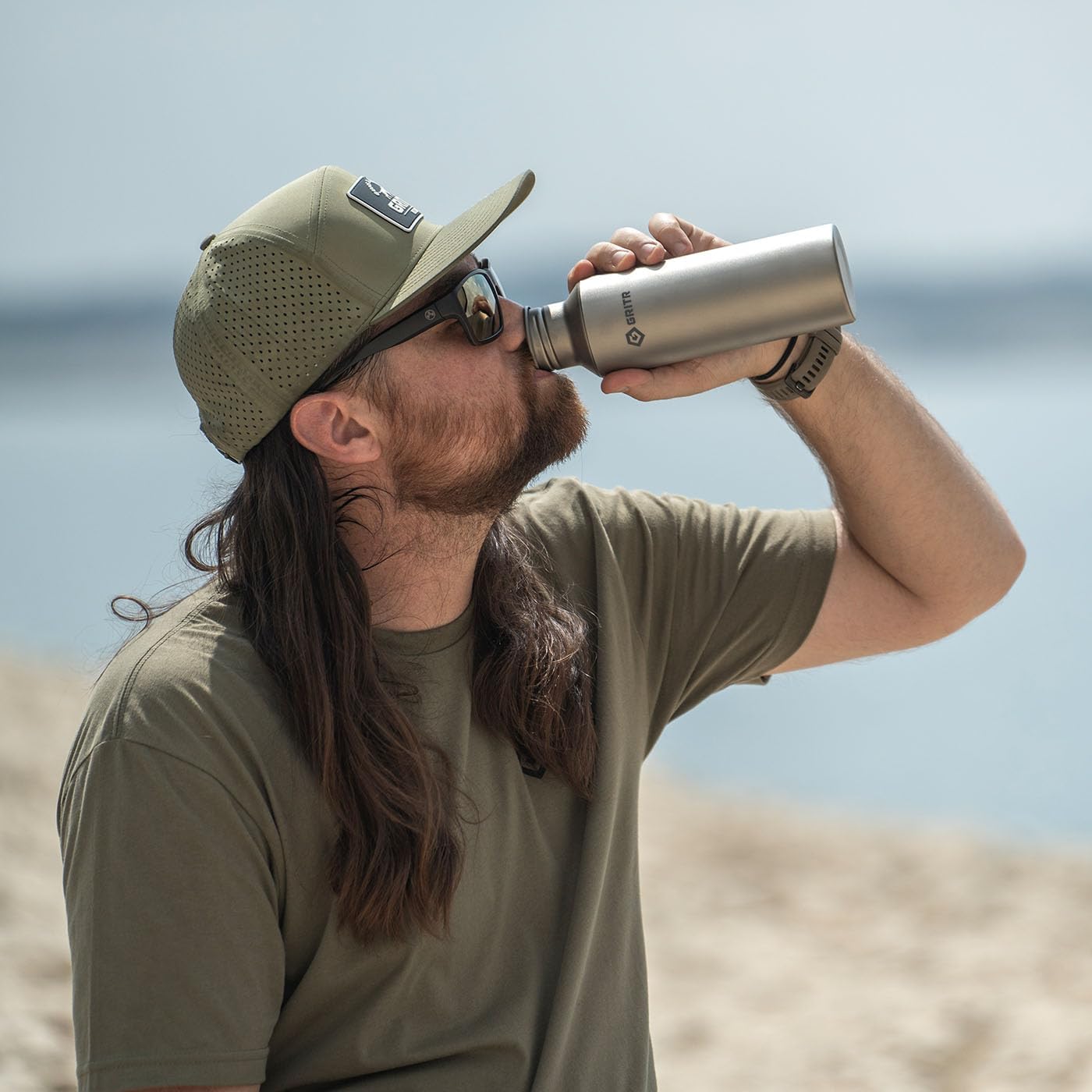 GRITR Titanium Sport Water Bottle 24 fl oz/700 ml w/Nylon Carrier | Ultralight Leakproof Reusable Outdoor Accessory for Traveling, Camping, Backpacking, Hiking, Sports, Everyday Use - Image 4