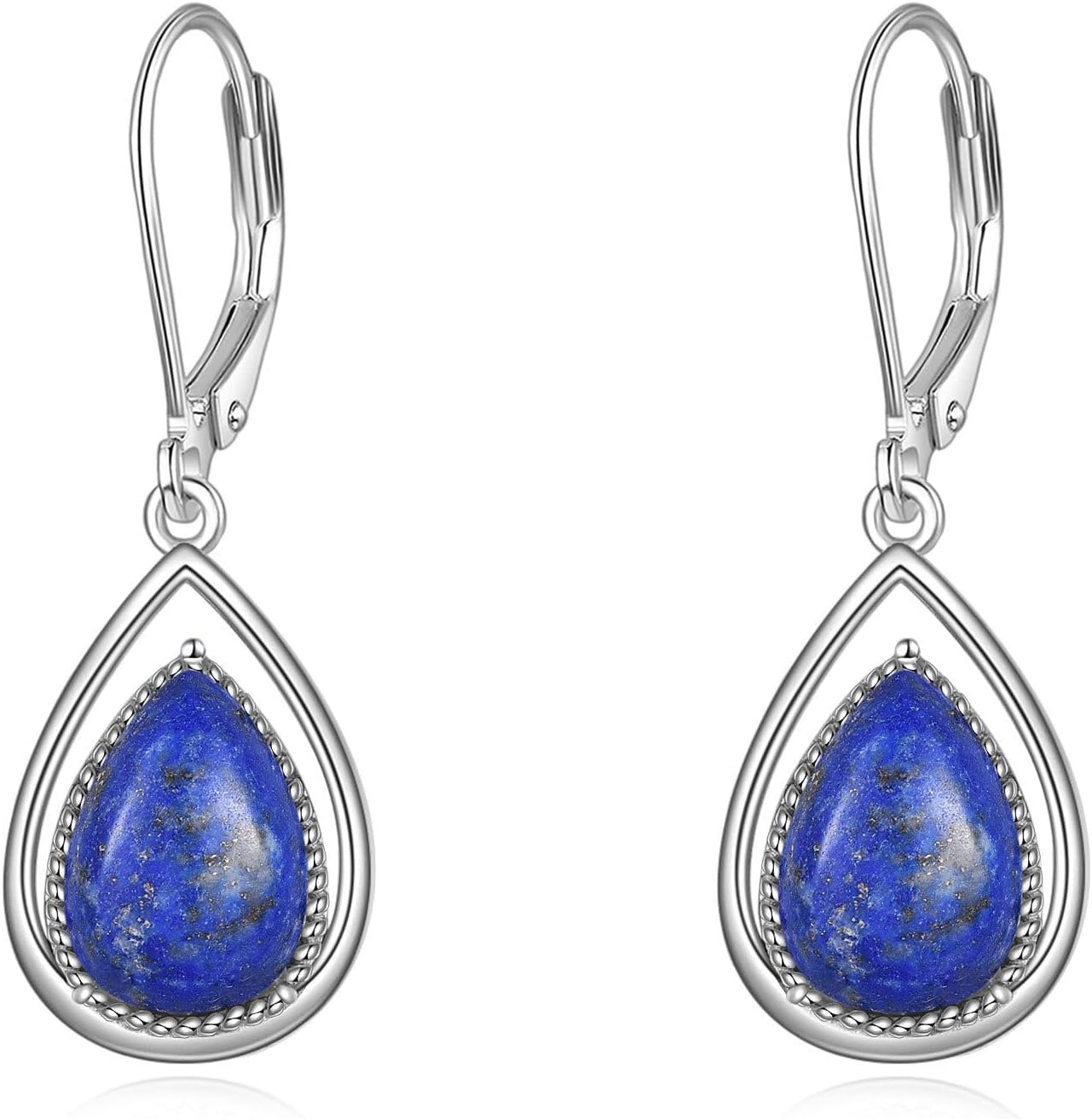 VONALA Dangle Earrings 925 Sterling Silver Opal Larimar Lapis Sapphire Turquoise Moss Agate Crystal Dangling Earrings Jewelry Gift for Women