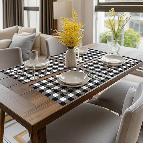 Miniatura 5 de Artoid Mode Buffalo - Juego de 4 manteles individuales de vinilo a cuadros, 12 x 18 pulgadas, lavables, antideslizantes, resistentes al calor, para