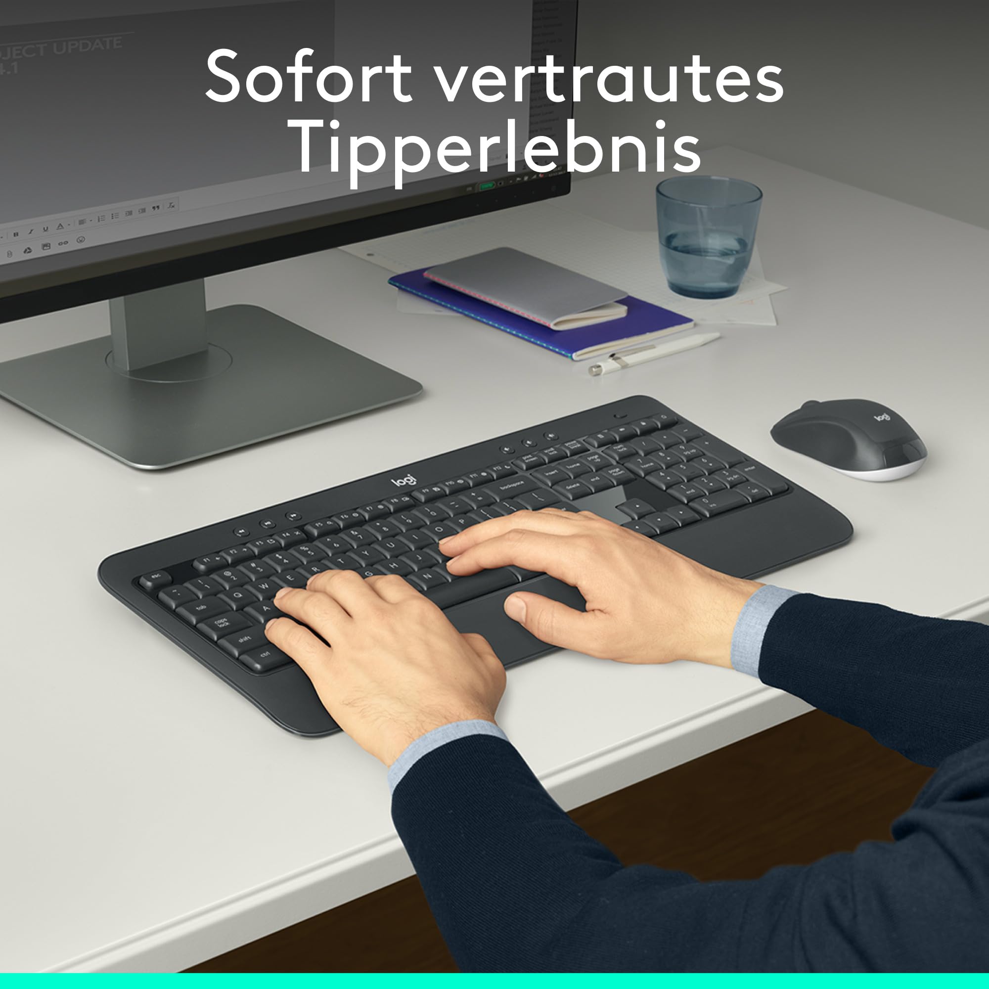 Logitech MK540 Advanced Kombi – Kabellose Tastatur und Maus für Windows, Deutsche QWERTZ-Tastatur – Schwarz