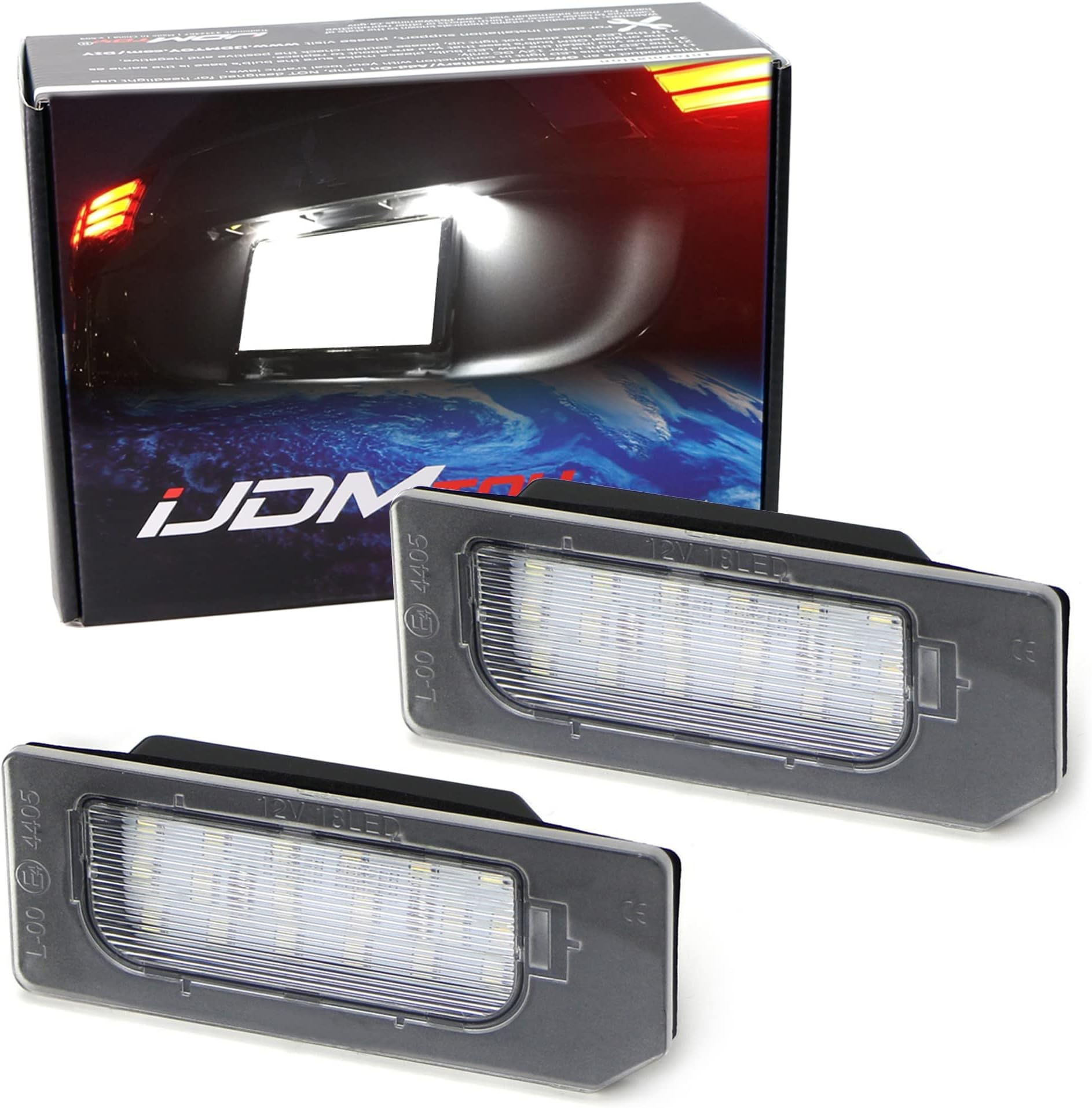 OEM-Fit 3W Full LED License Plate Light Kit Compatible With 2011-20 Mitsubishi Outlander Sport ASX RVR, Powered by 18-SMD Xenon White LED Diodes