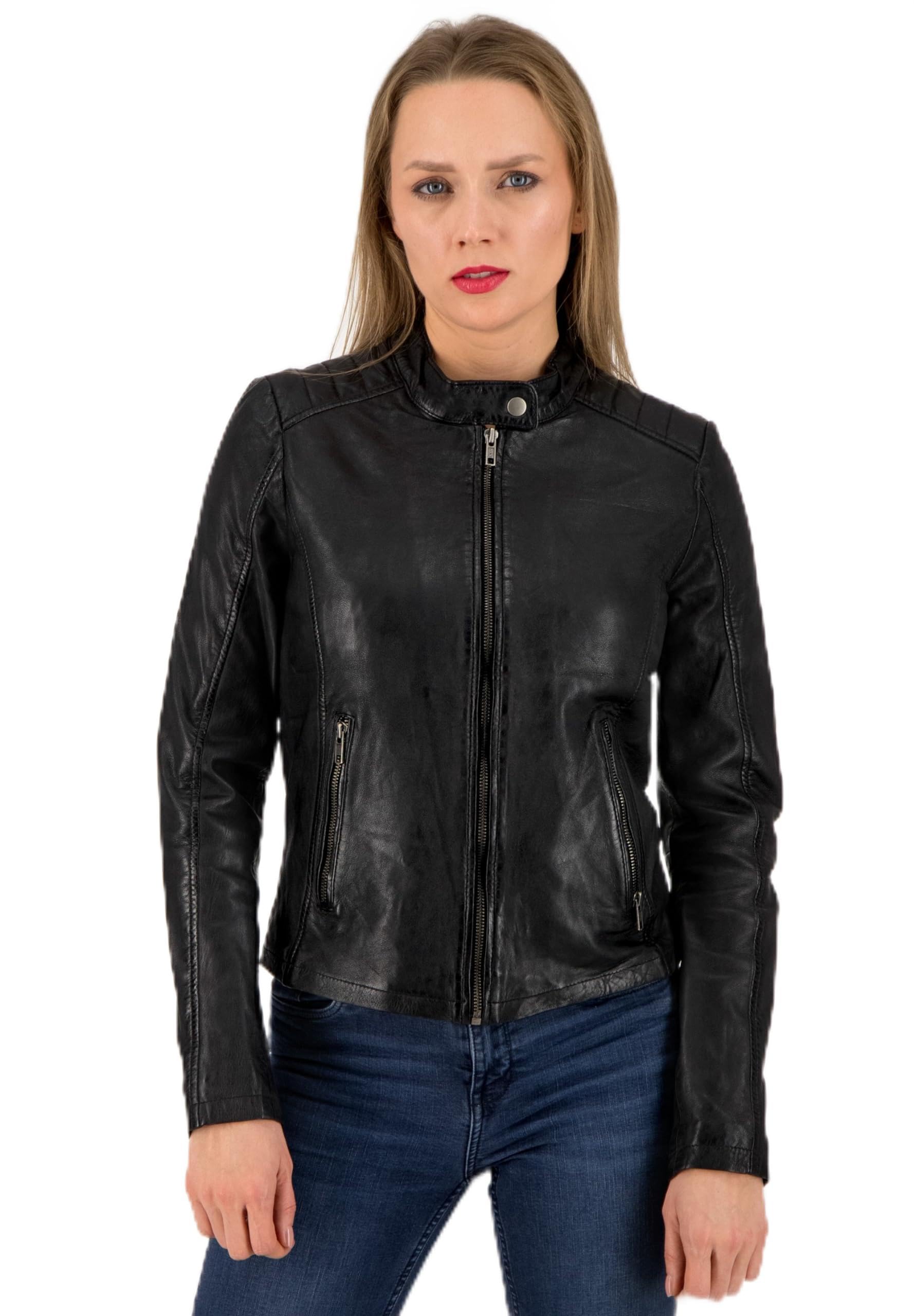 Urban 5884 Women's Black Gigi Leather Jacket, Soft And Tight Fit, Handmade, M