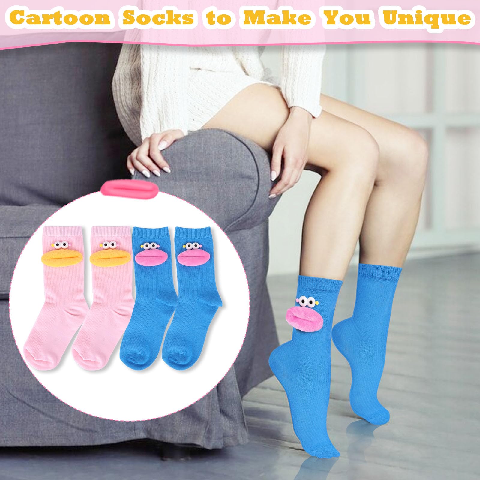 Divertidos calcetines locos, 2 pares de calcetines novedosos para niños y niñas, bonitos calcetines de dibujos animados para Navidad, regalos de broma