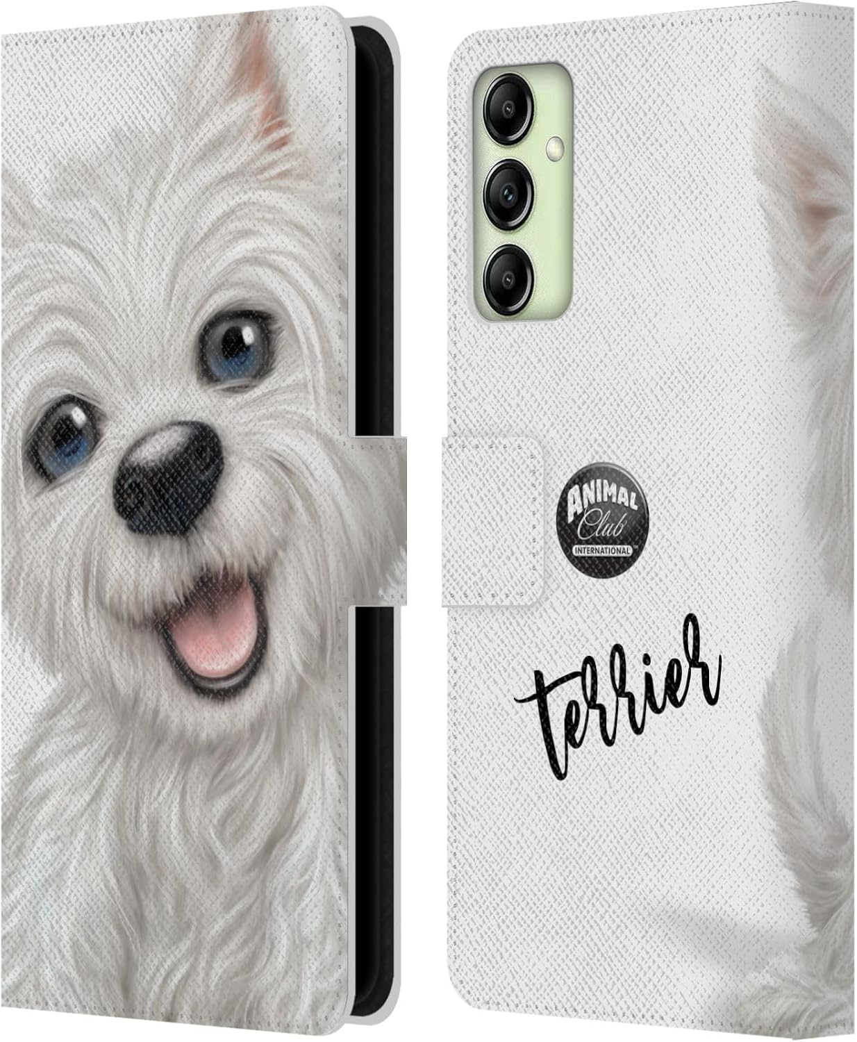 Head Case Designs Officially Licensed Animal Club International Yorkie Faces Leather Wallet Case Compatible with Samsung Galaxy A14 5G