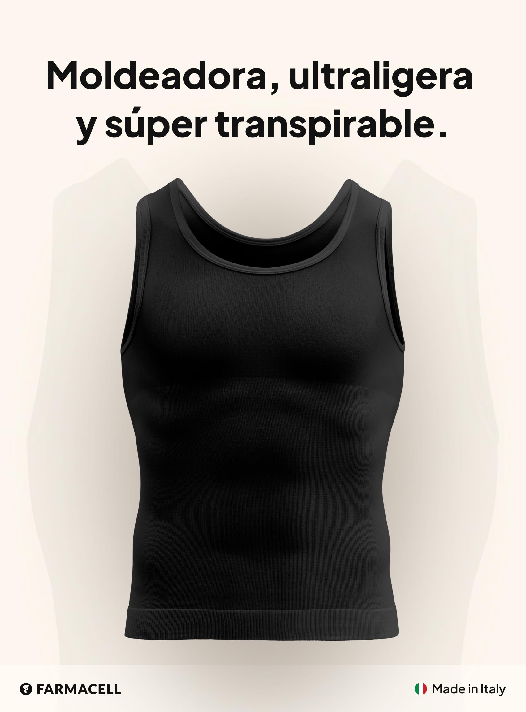 Farmacell Camiseta Reductora Hombre Transpirable y Ligera, Made in Italy, 417B