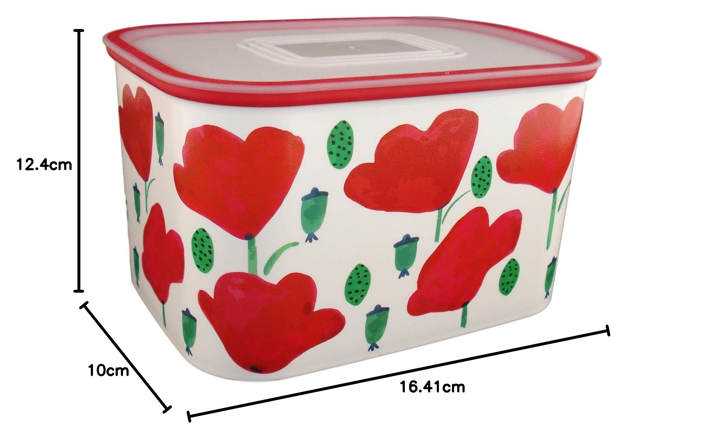 TUPPERWARE Quadro 1,3 L weiß rot Blume Mohn Vorratsdose Frühlingsgefühle Ultimo Küche, Haushalt & Wohnen