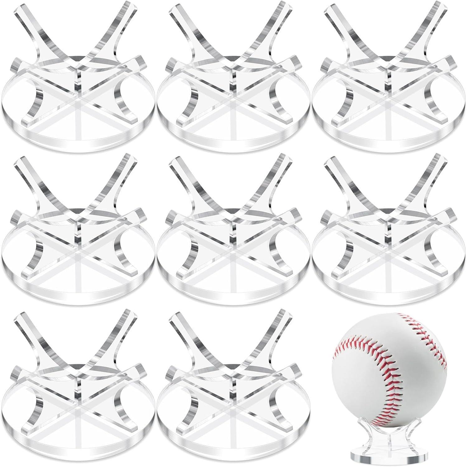 Sumind 3-Pack Clear Acrylic Ball Display Stand - Secure Holders for Baseball, Golf, Softball, Tennis Balls & Souvenirs with Non-Slip Pads