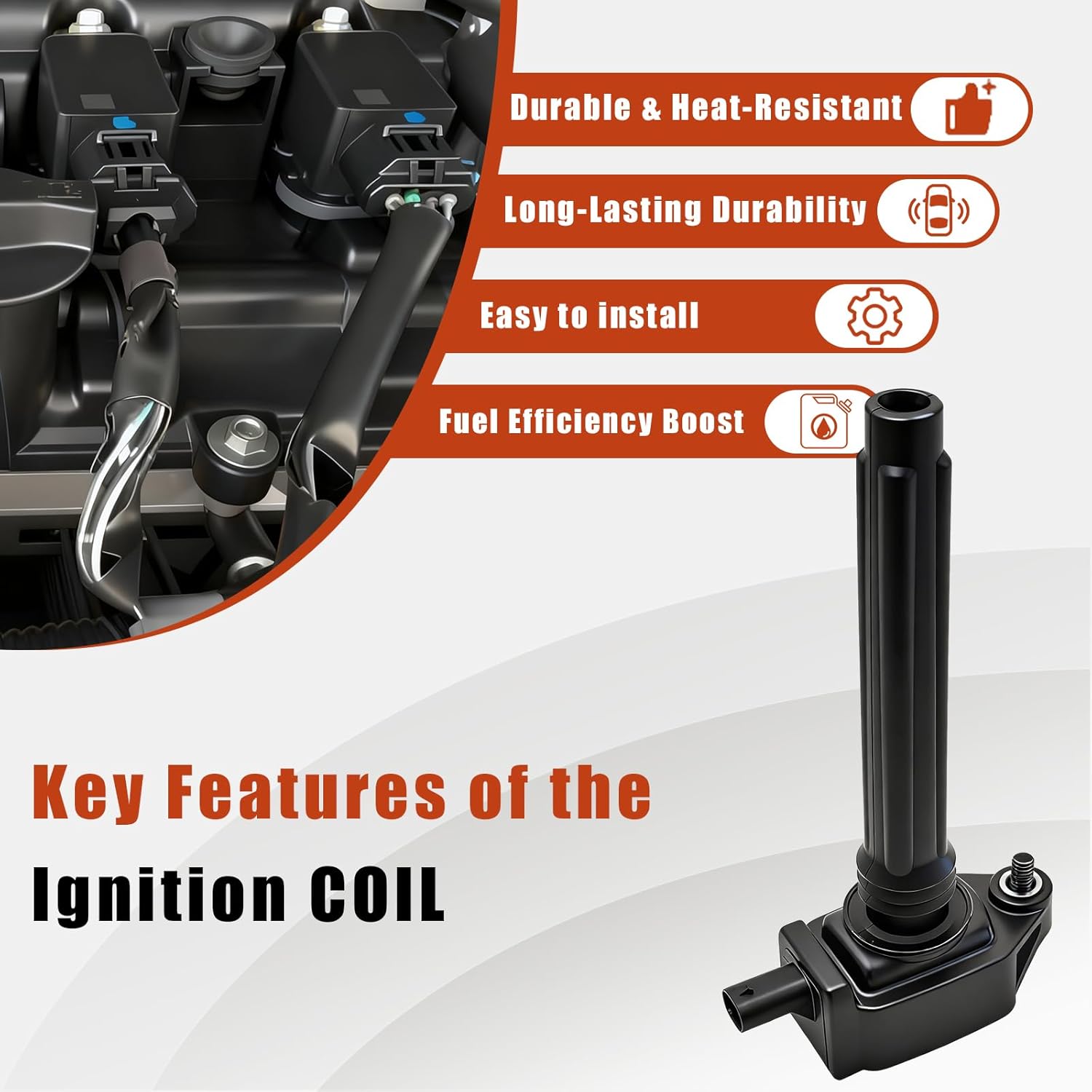 Set of 6 Ignition Coil Packs Replacement of UF648 Compatible with Dodge V6 3.6L Avenger Challenger Charger Durango Journey Compatible with Jeep Wrangler for Ram V6 3.6L Chrysler 300 Town&Country