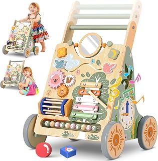 Höhenverstellbarer Lauflernwagen aus Holz
